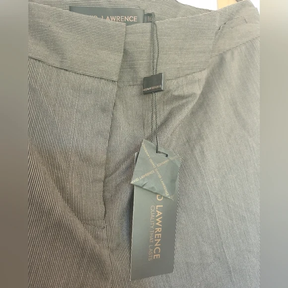 David Lawrence Stripe Wide Leg Welt Pants Taupe - Picture 3 of 4